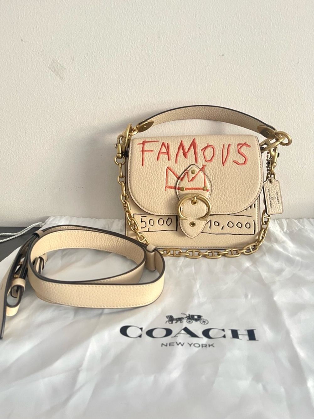 RARE Coach x Jean Michel Basquiat “Famous” Graffiti Beat 18 Top Handle Chain Bag - Picture 3 of 7